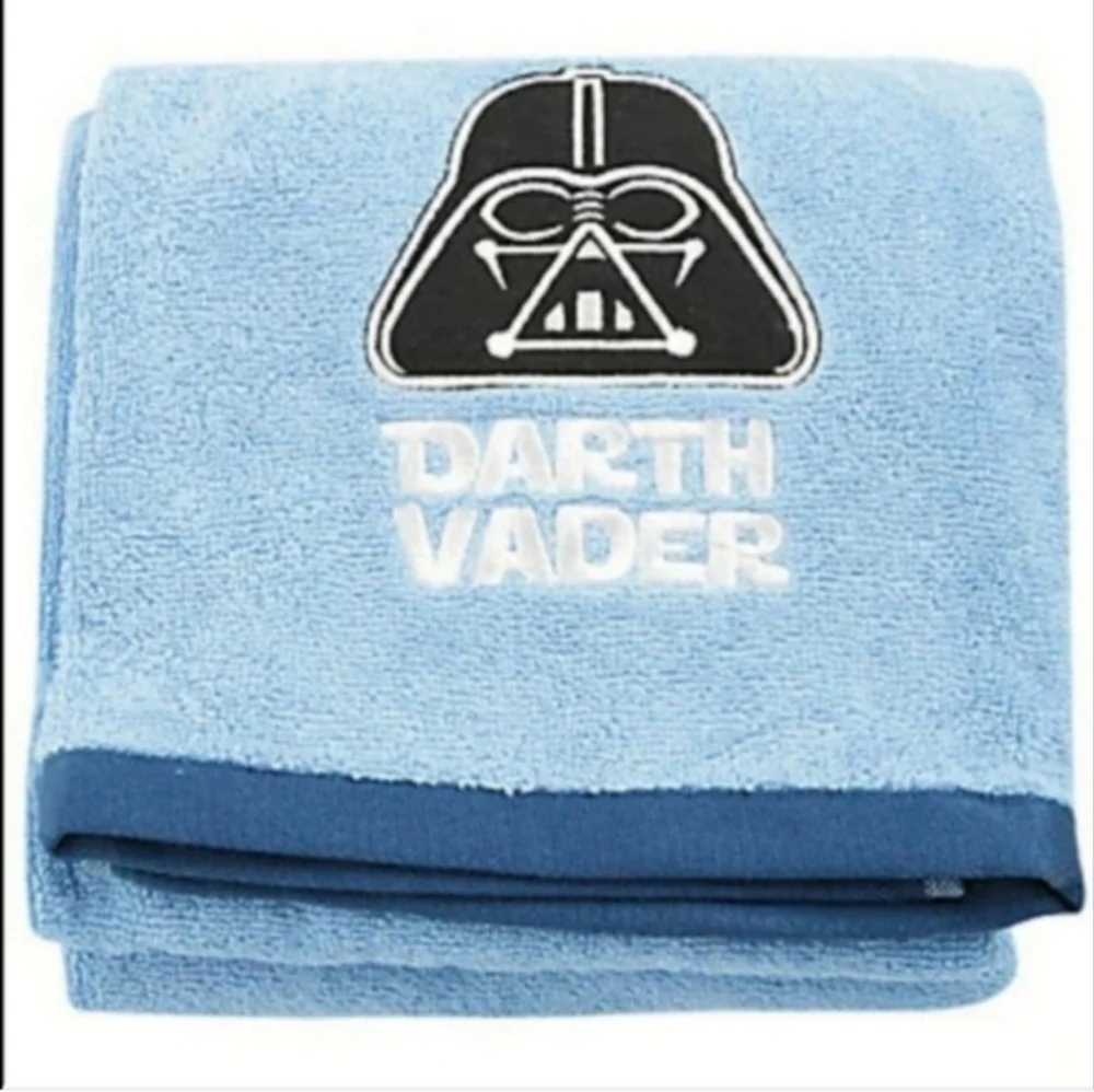 Disney Star Wars Embroidered Darth Vader Blue Bath Towel New with Tags